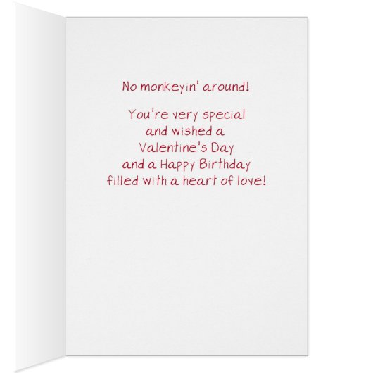 Dagen op dag van de Valentijn Cute Monkey (Binnen (Rechts))