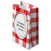 Dagen op rode en witte buffelplaat klein cadeauzakje (Voorkant Gekanteld)