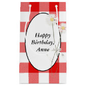 Dagen op rode en witte buffelplaat klein cadeauzakje (Voorkant)