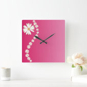 Dagen op roze vierkant wandklok (Huis)
