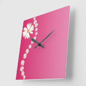 Dagen op roze vierkant wandklok (Hoek)