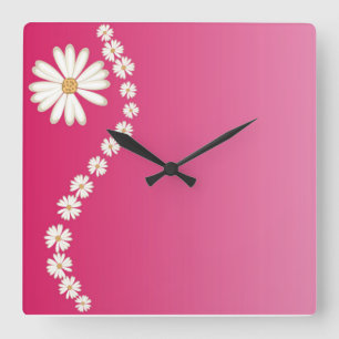 Dagen op roze vierkant wandklok