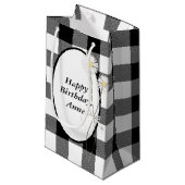 Dagen op zwarte en witte buffelplaat klein cadeauzakje (Voorkant Gekanteld)