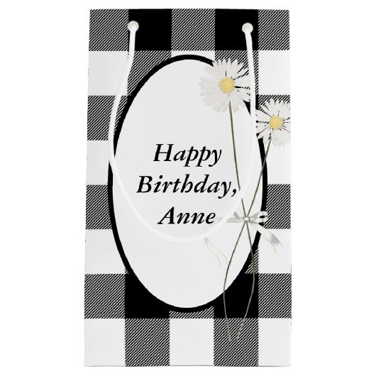 Dagen op zwarte en witte buffelplaat klein cadeauzakje (Voorkant)