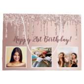 Dagen roos gouden glitter druppelt op aangepaste f groot cadeauzakje (Achterkant)