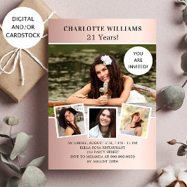 Dagen roos goudfotocollage kaart