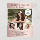 Dagen roos goudfotocollage uitnodiging briefkaart (Voorkant)