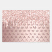 Dagen roos goudglitter druppelt roze glans inpakpapier vel (Voorkant 2)