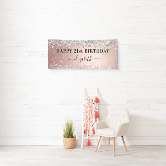 Dagen roos goudglitter glans spandoek (Insitu)