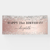 Dagen roos goudglitter glans spandoek (Horizontaal)