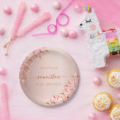 Dagen roos goudroze floralen botanisch papieren bordje (Feest)