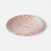 Dagen roos goudroze floralen botanisch papieren bordje (Gekanteld)