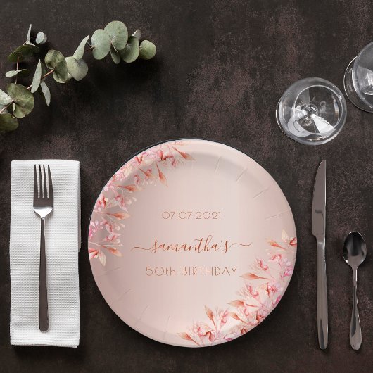 Dagen roos goudroze floralen botanisch papieren bordje