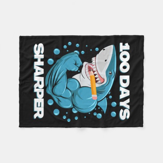 Dagen Sharper Shark plezier 100 dagen van school Fleece Deken (Voorkant (Horizontaal))