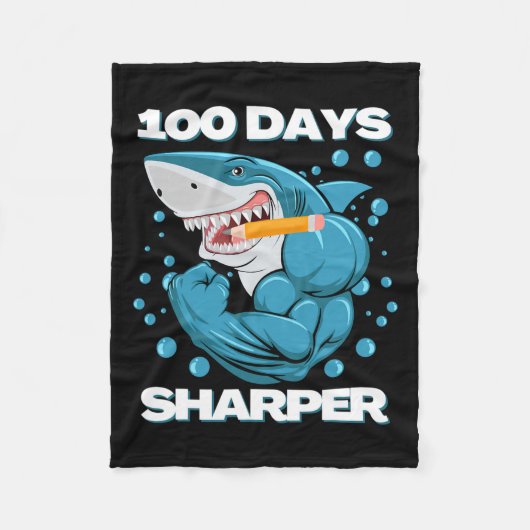 Dagen Sharper Shark plezier 100 dagen van school Fleece Deken (Voorkant)