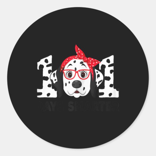 Dagen Slimmer 101e dag school Dalmatische hond ler Ronde Sticker (Voorkant)