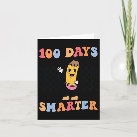 Dagen Slimmer Retro Groovy Potlood 100 Dagen van S Kaart (Voorkant)