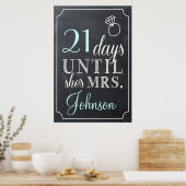 Dagen tot ze Mrs Shower Chalkboard is Poster (Keuken)
