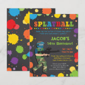 Dagen van de Colorful Splatball Party Kaart (Voorkant / Achterkant)