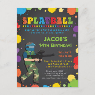 Dagen van de Colorful Splatball Party Kaart