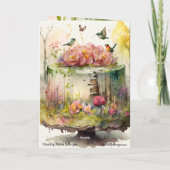 Dagen van de Kaart met prachtige taart in het bos (Achterkant)