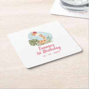 Dagen van de kleine Giraffe (Girl Safari Animal) Kartonnen Onderzetters