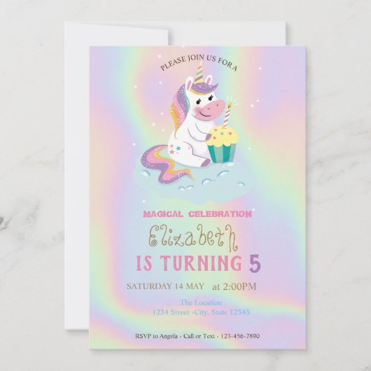 Dagen van de magische Unicorn regenboogholografisc Kaart (Voorkant)