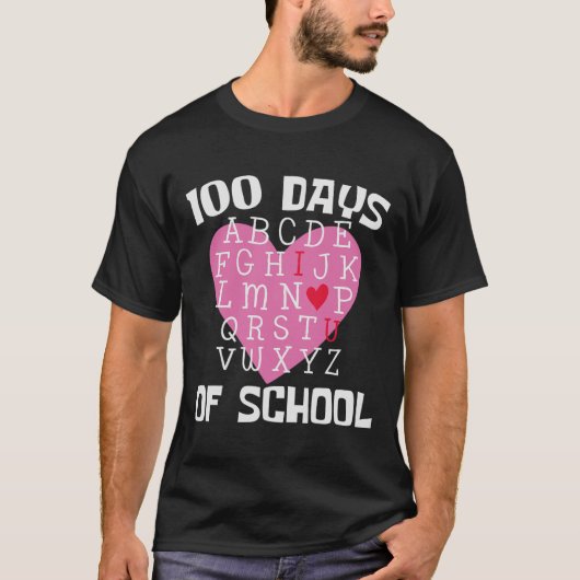 Dagen van de school alfabet 100e dag leraar studen t-shirt (Voorkant)