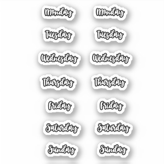 Dagen van de Stickers van het Zwarte Overzicht Wit (Voorkant)