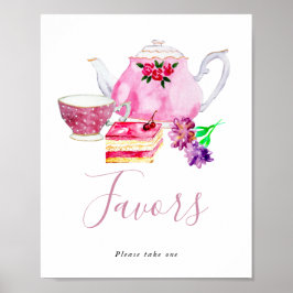 Dagen van de Tea Party Favors Sign Birthday Poster