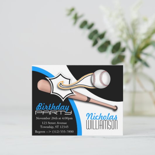 Dagen van de viering van Trendy Blue Baseball Kaart (Staand voorkant)