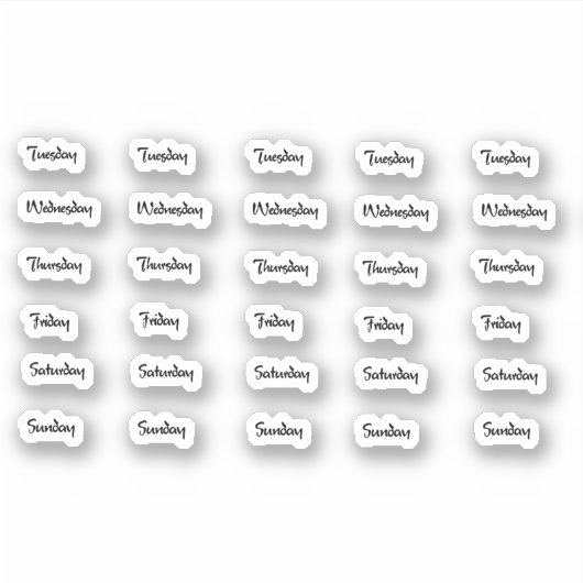 Dagen van de Week Borstel Brief Stickers (Voorkant)