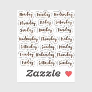 Dagen van de week borstel cursief sticker