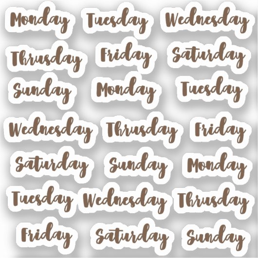 Dagen van de week borstel cursief sticker (Voorkant)