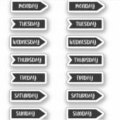 Dagen van de Week Bullet Journal Planner Black Sticker (Voorkant)