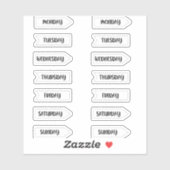 Dagen van de Week Bullet Journal Planner White Sticker (Vel)