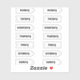 Dagen van de Week Bullet Journal Planner White Sticker