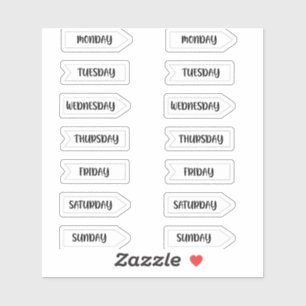 Dagen van de Week Bullet Journal Planner White Sticker