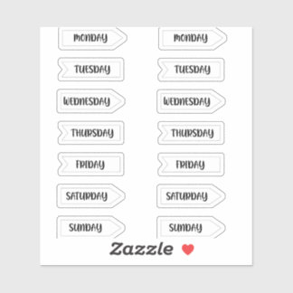 Dagen van de Week Bullet Journal Planner White Sticker