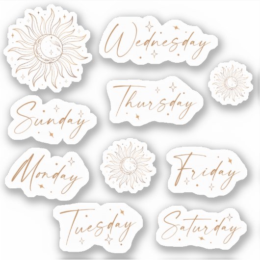 Dagen van de Week Celestial Planner Sticker Sheet (Voorkant)