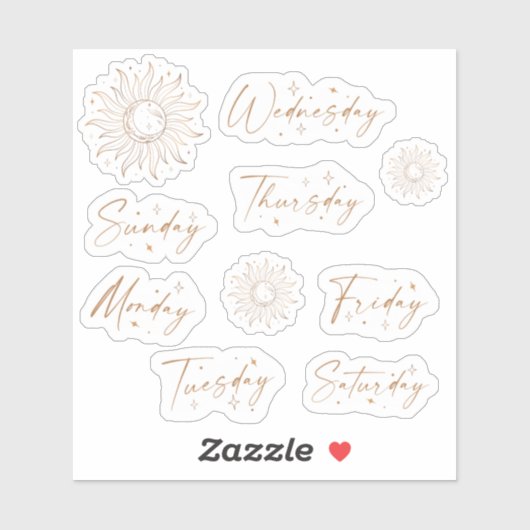 Dagen van de Week Celestial Planner Sticker Sheet (Vel)