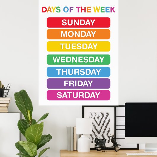 Dagen van de week Classroom Poster (Thuiskantoor)