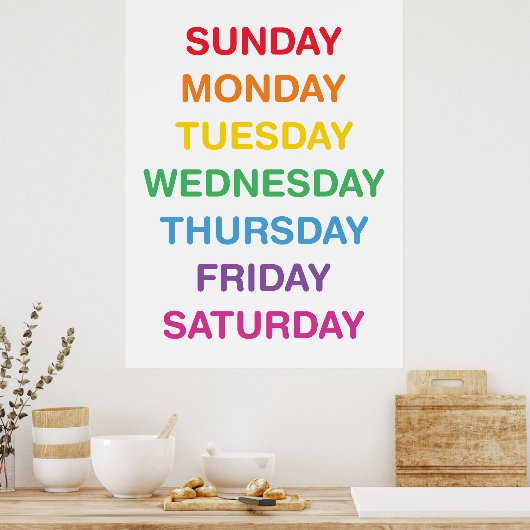 Dagen van de week Classroom Poster (Keuken)