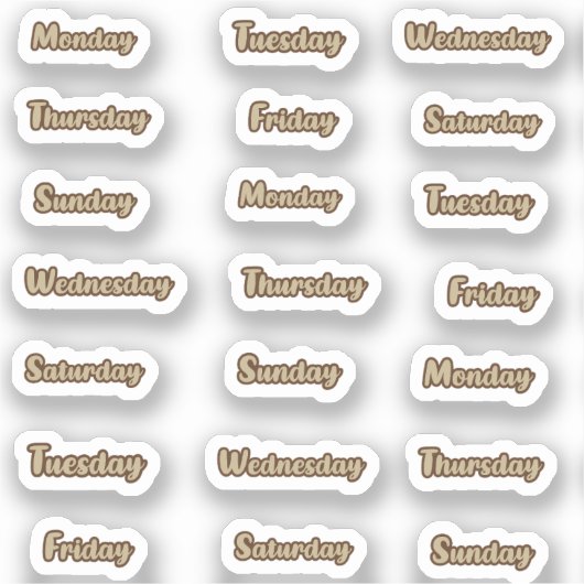 Dagen van de week cursief sticker (Voorkant)