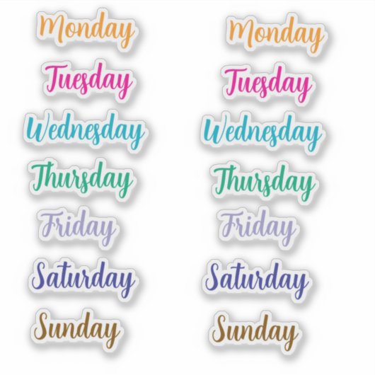 Dagen van de Week Decoratieve Custom Stickers (Voorkant)