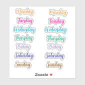 Dagen van de Week Decoratieve Custom Stickers (Vel)