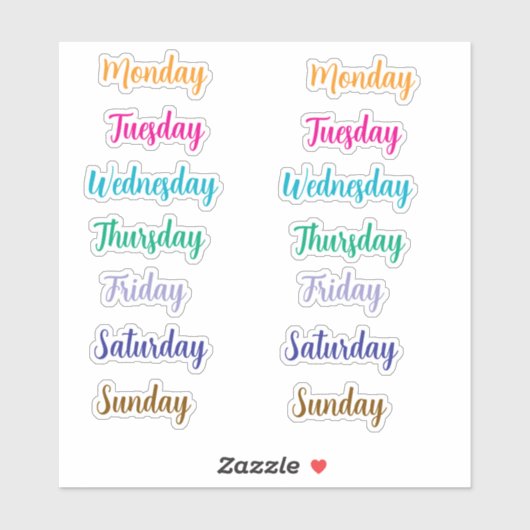 Dagen van de Week Decoratieve Custom Stickers (Vel)