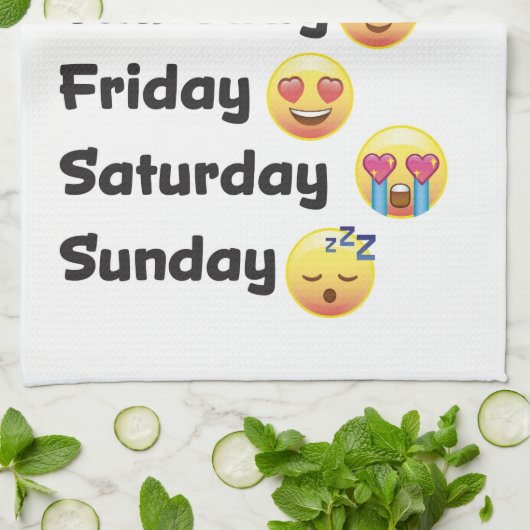 Dagen van de week Emoji Kitchen Dish Towel Theedoek (Gevouwen)
