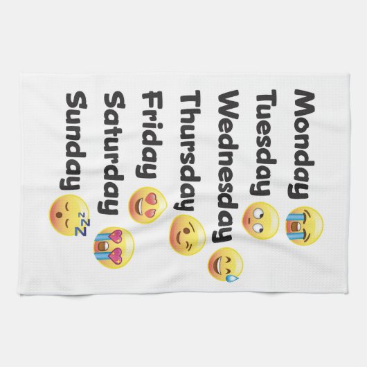 Dagen van de week Emoji Kitchen Dish Towel Theedoek (Horizontaal)
