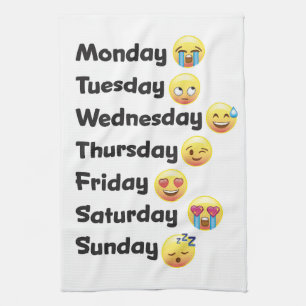 Dagen van de week Emoji Kitchen Dish Towel Theedoek